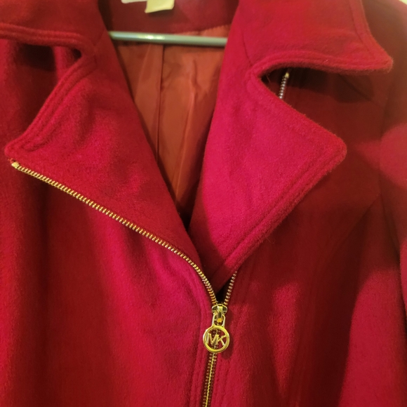 Michael Kors Red Trench Coat with Zipper Accents - Picture 3 of 8